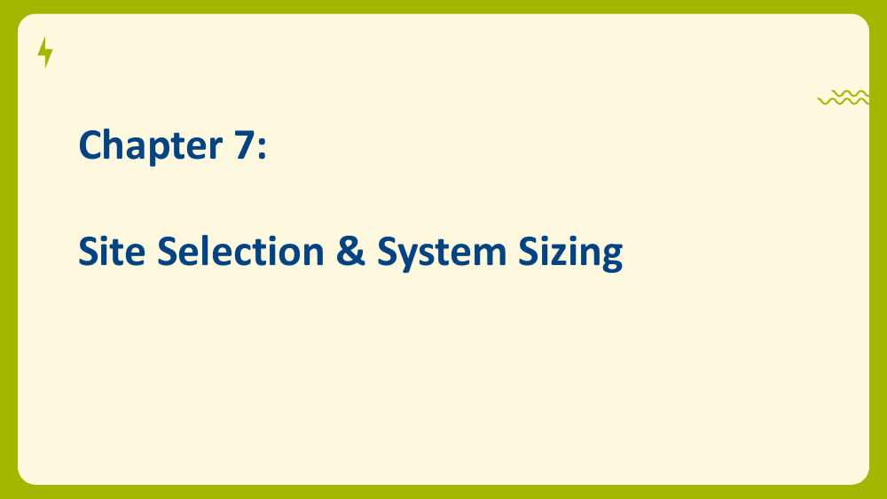 Chapter divider for Site Selection and System Sizing
