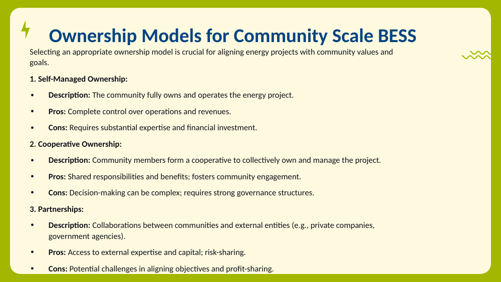 Comparison of three ownership models: self-managed, cooperative, and partnerships, each with pros and cons.