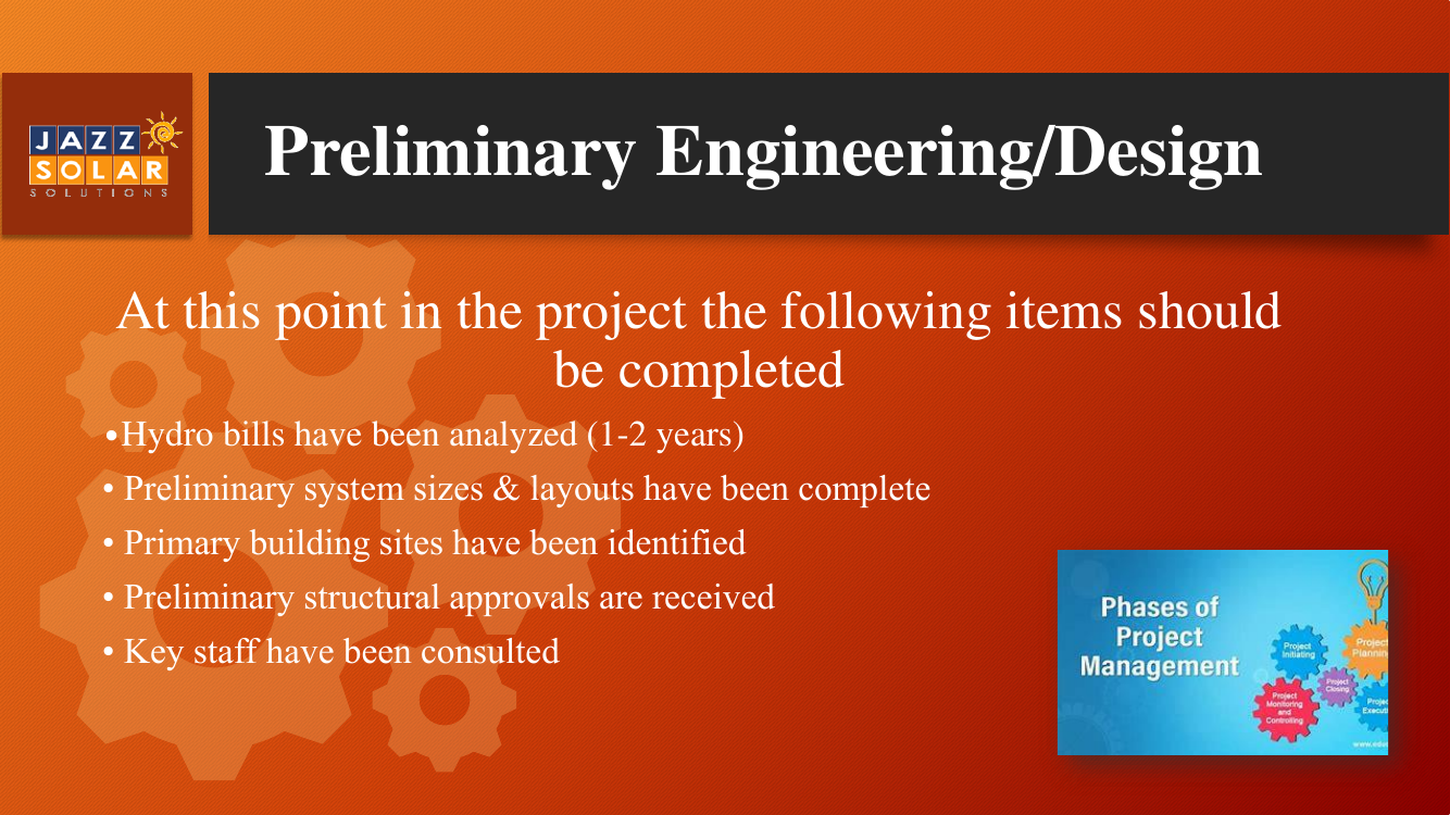 Preliminary engineering checklist with a circular Phases of Project Management infographic.