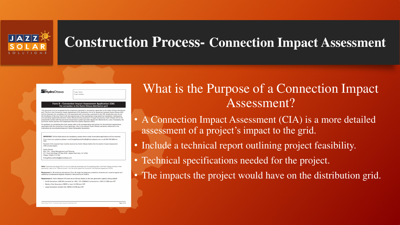 Example Hydro One Connection Impact Assessment document.