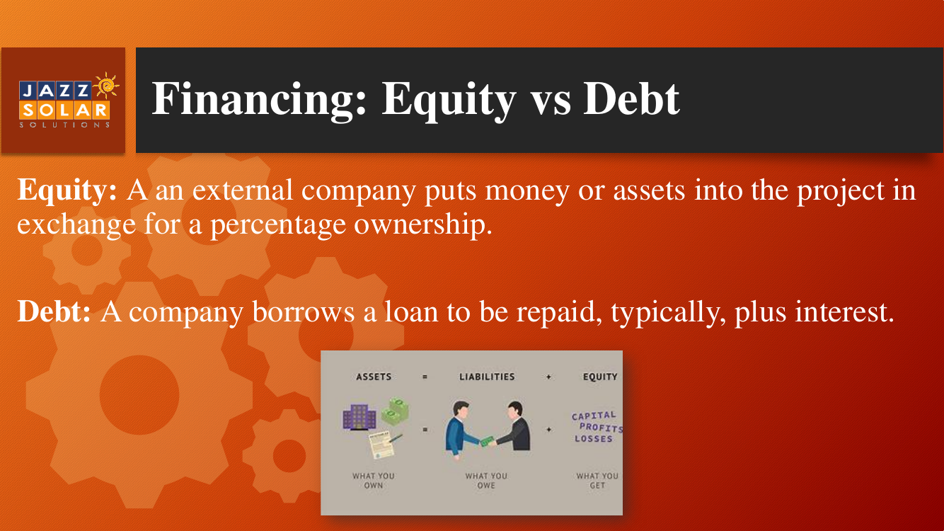 Finance illustration of Assets equals Liabilities plus Equity with two figures shaking hands over coins.
