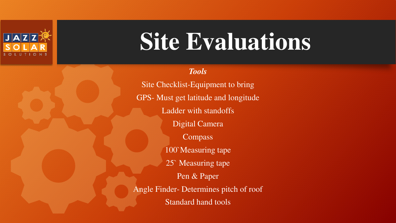 List of field tools to bring on a site evaluation