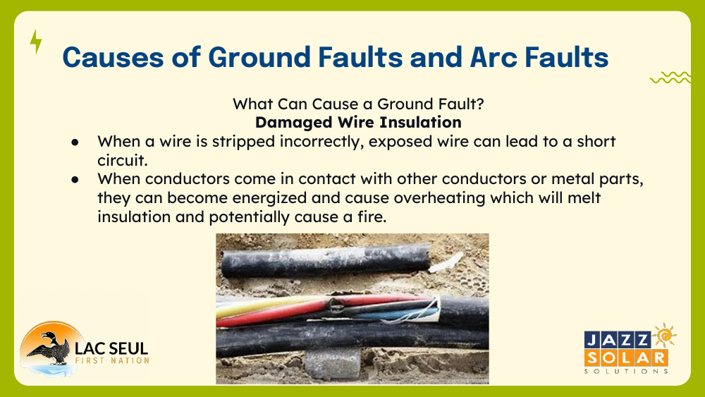 Photo of damaged cables with stripped and exposed wire insulation lying on the ground.
